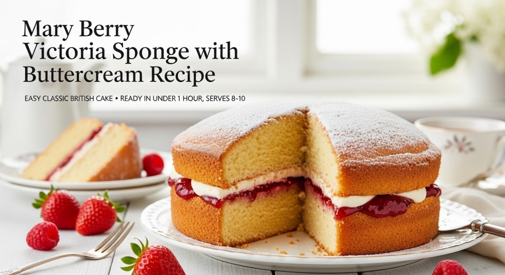 Mary Berry Victoria Sponge with Buttercream Recipe – Easy Classic British Cake